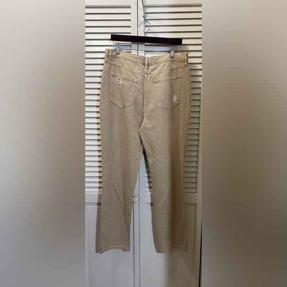 We The Free People Lasso Straight Leg Distressed Jeans In Dusty Khaki - Picture 4 of 7